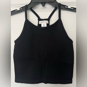 Black, ribbed, seamless tank top, size XS/S.